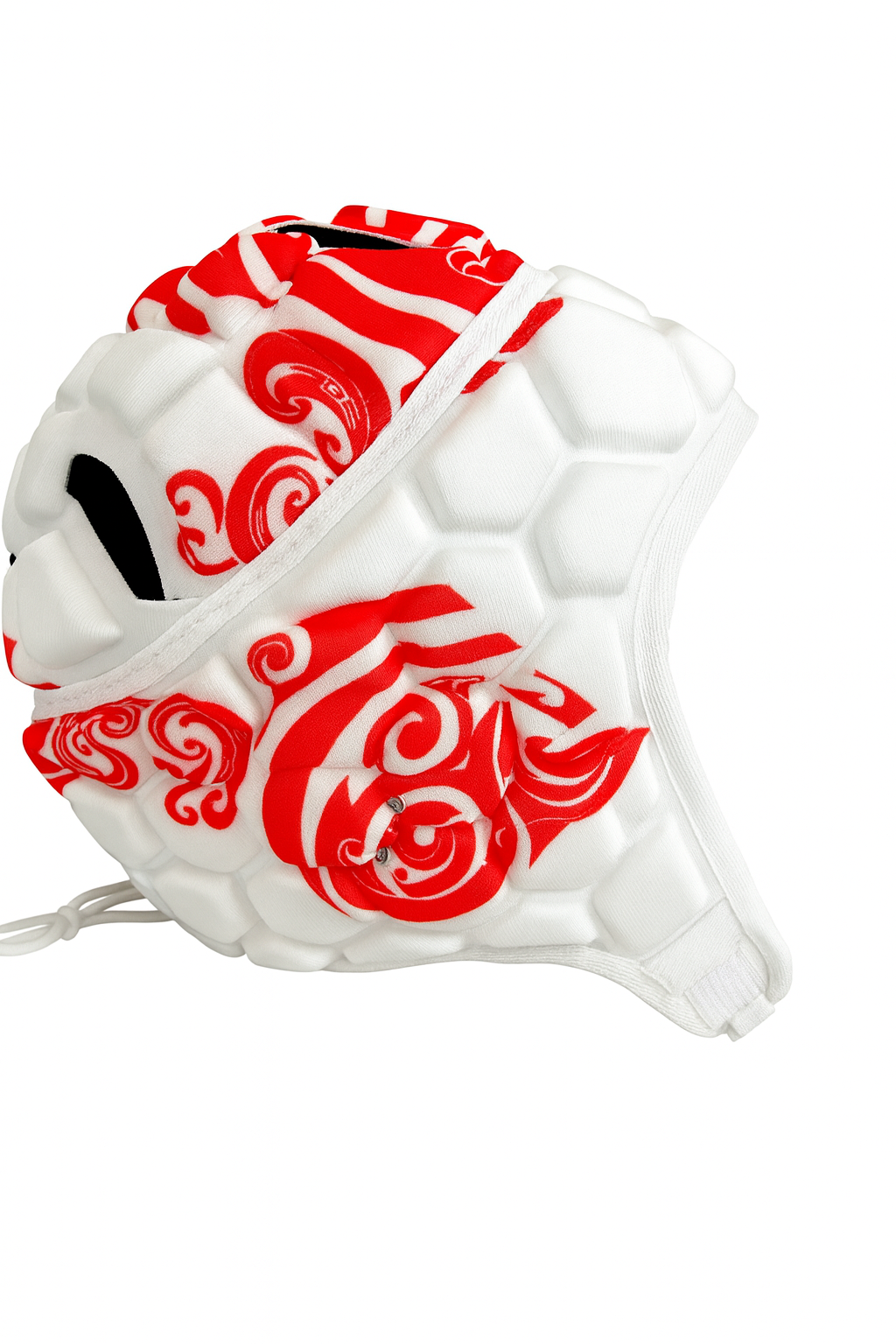 White and Red Tribal Scrum Cap