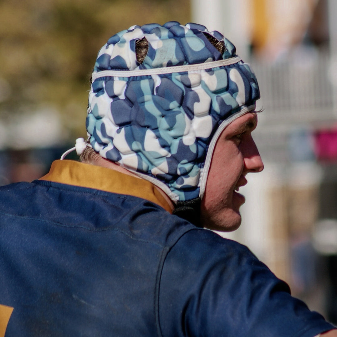 Rugby Scrum Cap - Blue and White Camouflage